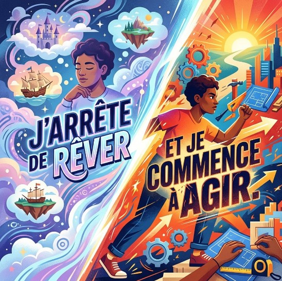 J'arrête de rêver et je commence à agir.