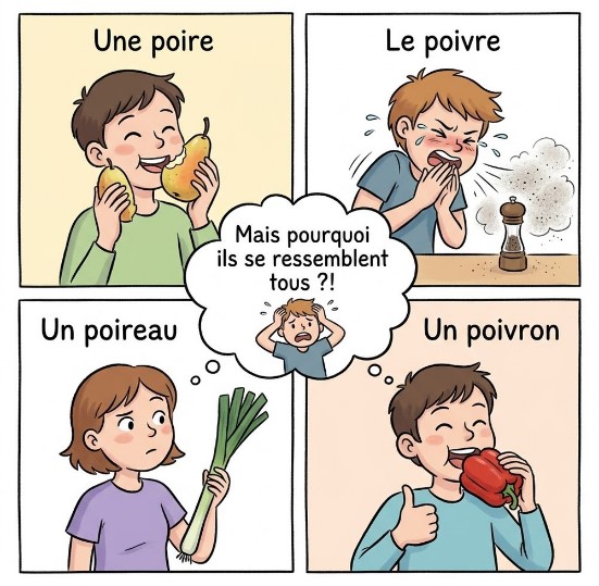 Poire, poivre, poireau, poivron